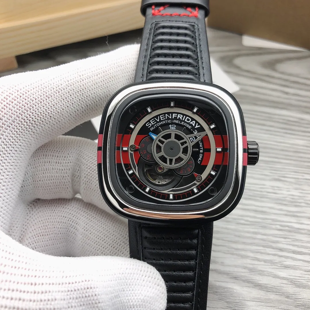 【Authentic Tmall】💰1640! SEVENFRIDAY 🎮 The soul of the Mustang limited edition SF-P6BB comes from the "Fast and Furious" Mustang classic high-power muscle and light sports car. The dial and the case have two eye-catching red stripes that echo each other. 🎮Made of matte black aluminum alloy + stainless steel, cowhide strap and original mechanical movement. Therefore, it is the lightest and thinnest among all Friday watch styles, and the comfort is also the best! Can be equipped with original factory packaging.